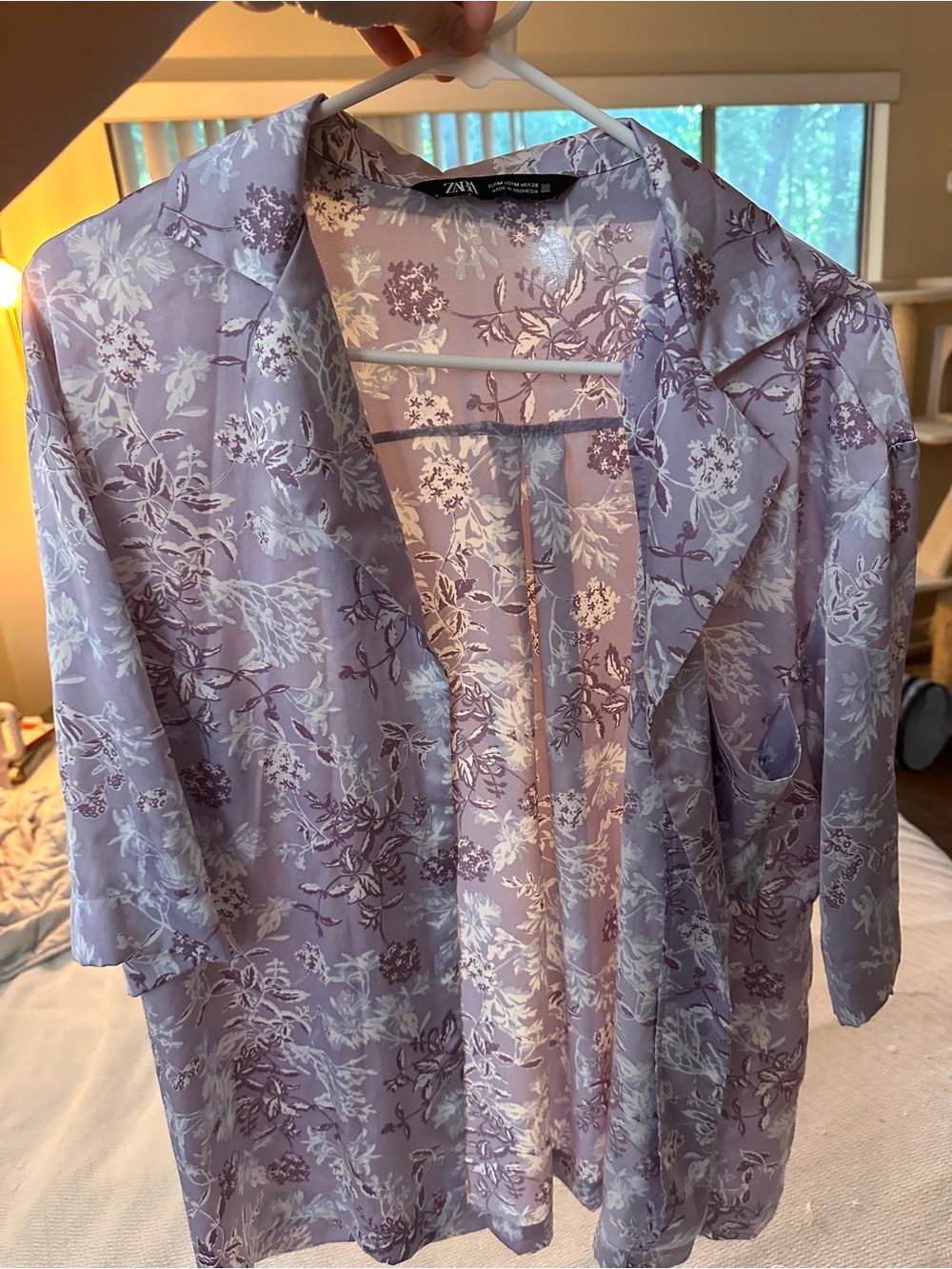 Zara Lilac Floral Button-Down Shirt